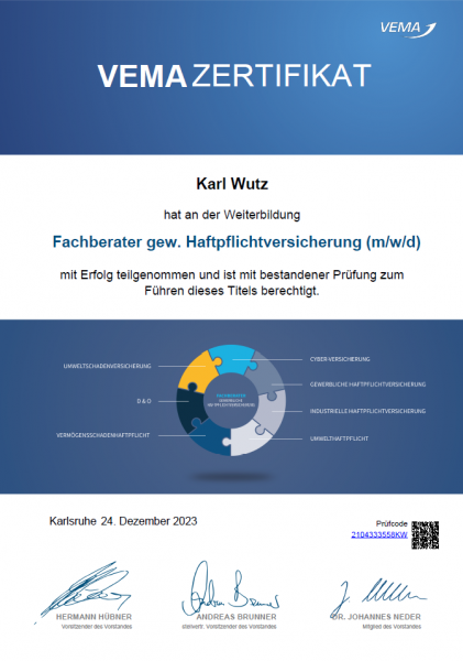 Fachberater gewerbliche Haftpflichtversicherung